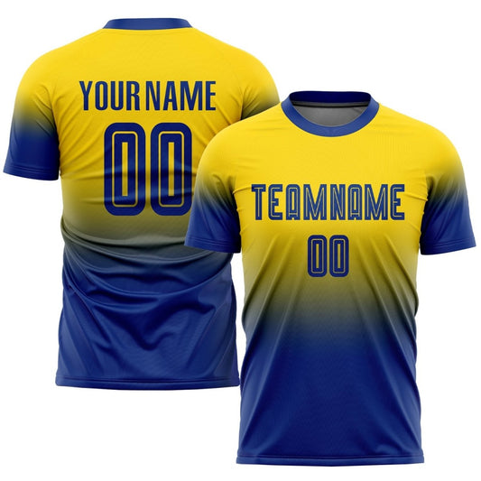 Benutzerdefiniertes Gold Royal Sublimation Fade Mode Fußballtrikot J990 - Climcat
