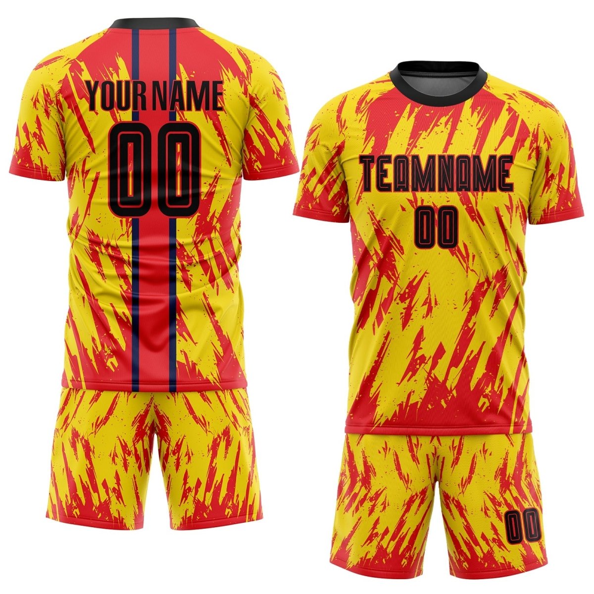 Benutzerdefiniertes Gold Schwarz - Rot Sublimations Fußballtrikot B458 - Climcat