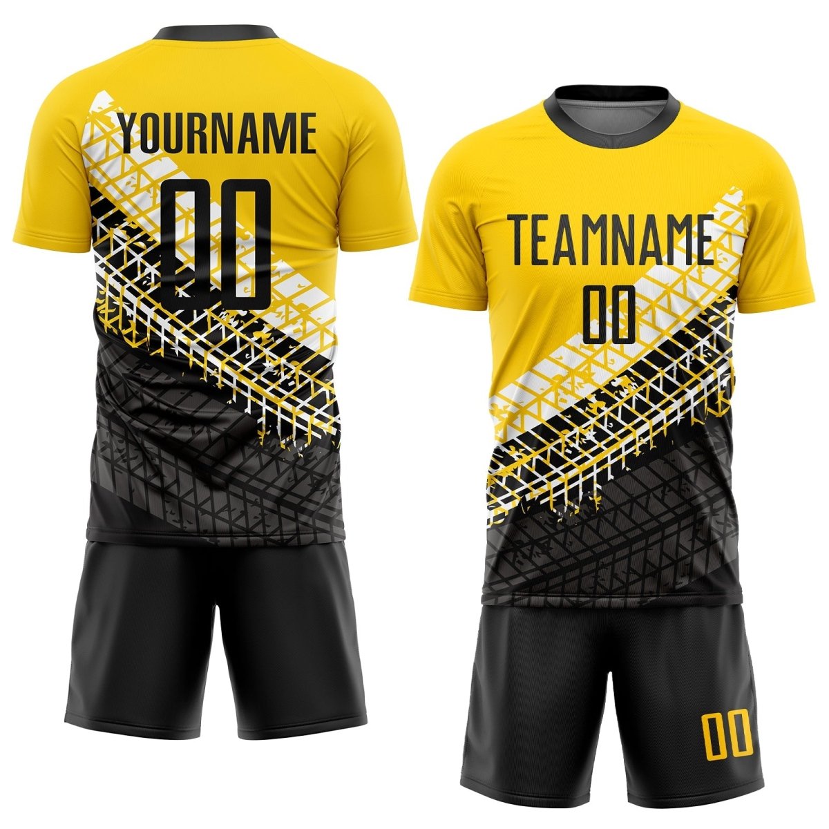 Benutzerdefiniertes Gold - Schwarz - Weiß Sublimations - Fußballtrikot K642 - Climcat