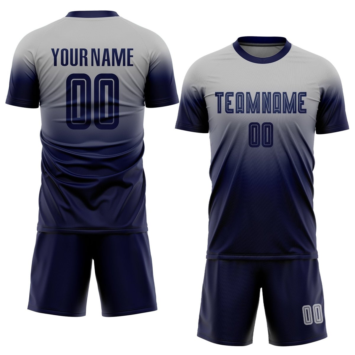 Benutzerdefiniertes Grau - Navy Sublimation Fade Fußballtrikot T773 - Climcat