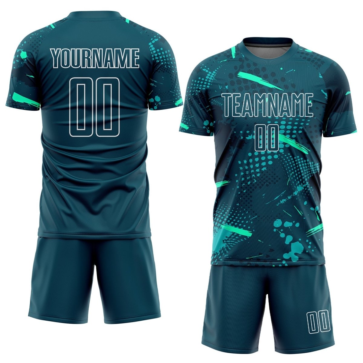 Benutzerdefiniertes grünes Teal Sublimations Fußballtrikot M731 - Climcat