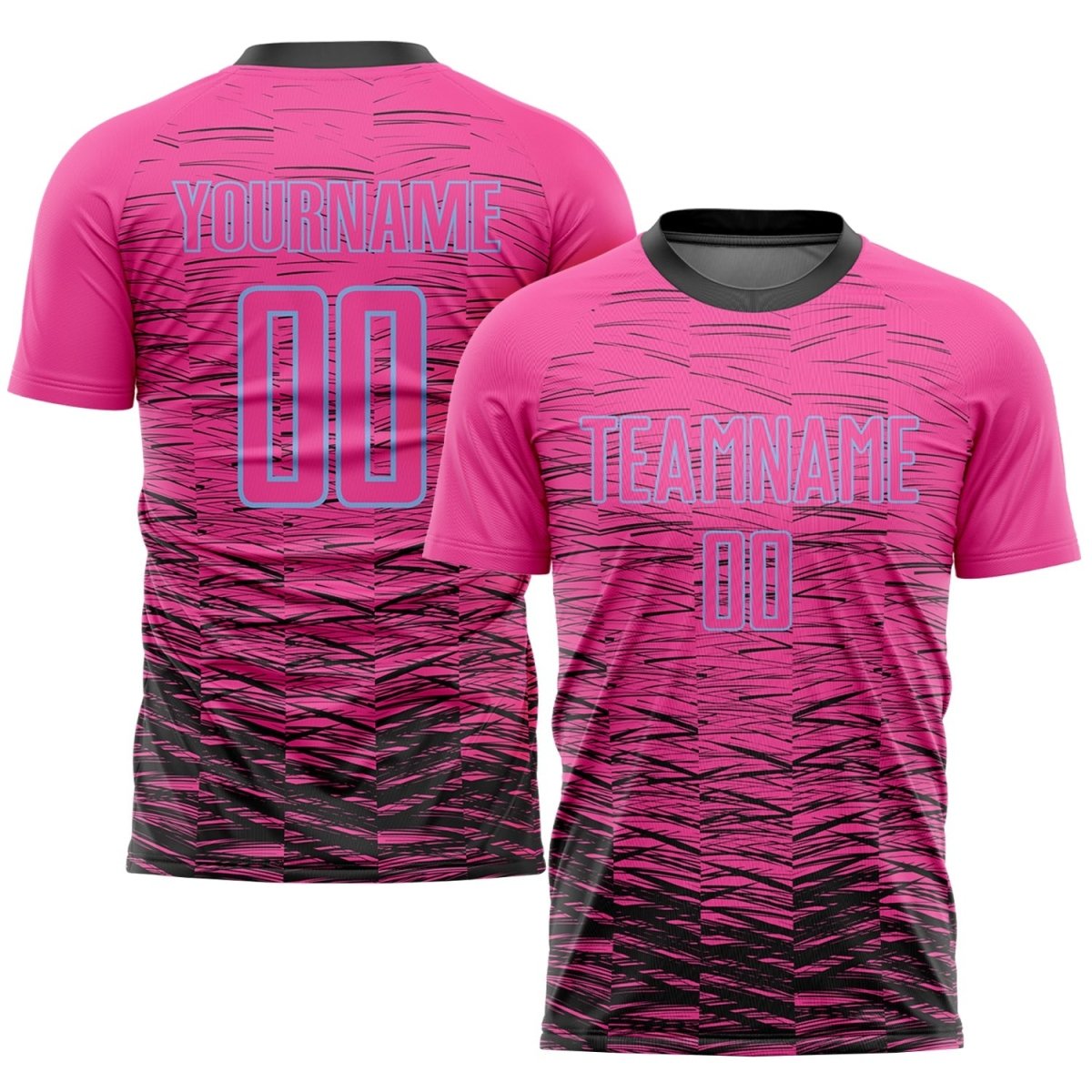 Benutzerdefiniertes Pink Schwarz - Hellblau Sublimations Fußballtrikot U398 - Climcat