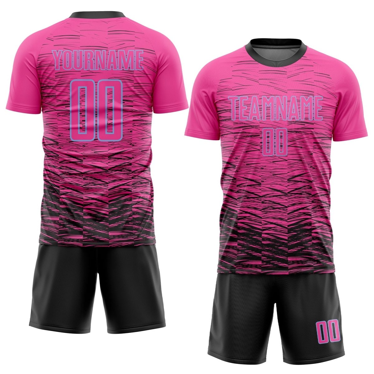 Benutzerdefiniertes Pink Schwarz - Hellblau Sublimations Fußballtrikot U398 - Climcat