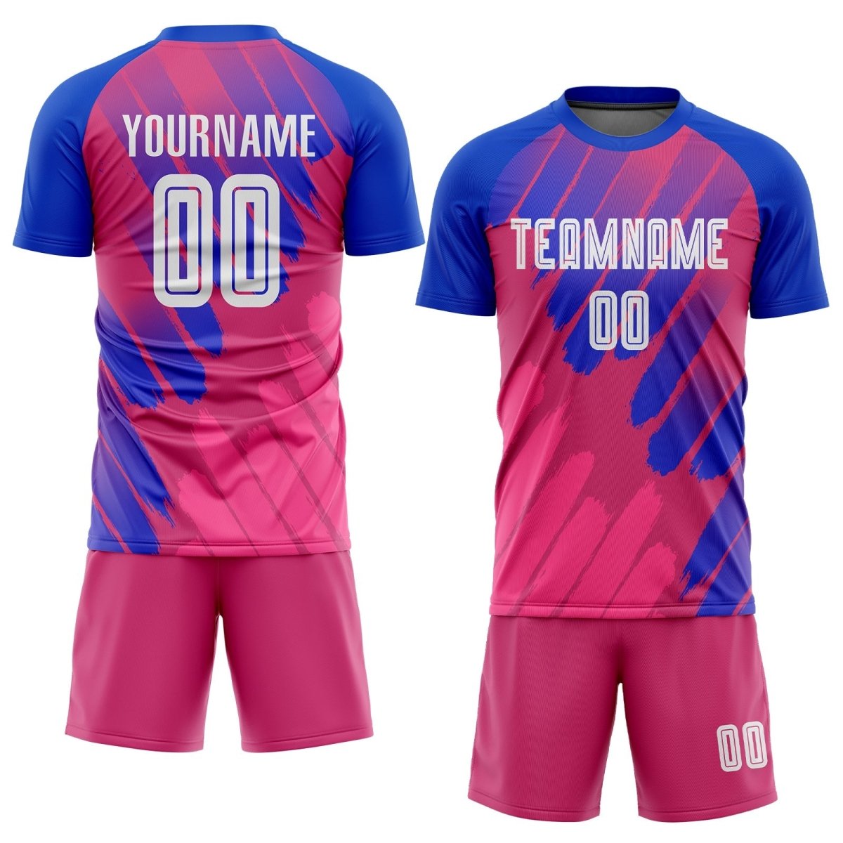 Benutzerdefiniertes Pink - Weiß - Königsblau Drittes Sublimations - Fußballtrikot I700 - Climcat