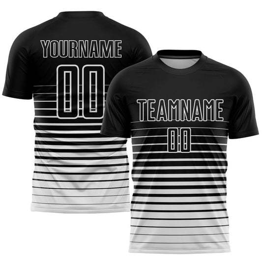 Benutzerdefiniertes Schwarz - Weiß - Pinstripe - Fade - Fashion - Sublimation - Fußballtrikot P282 - Climcat