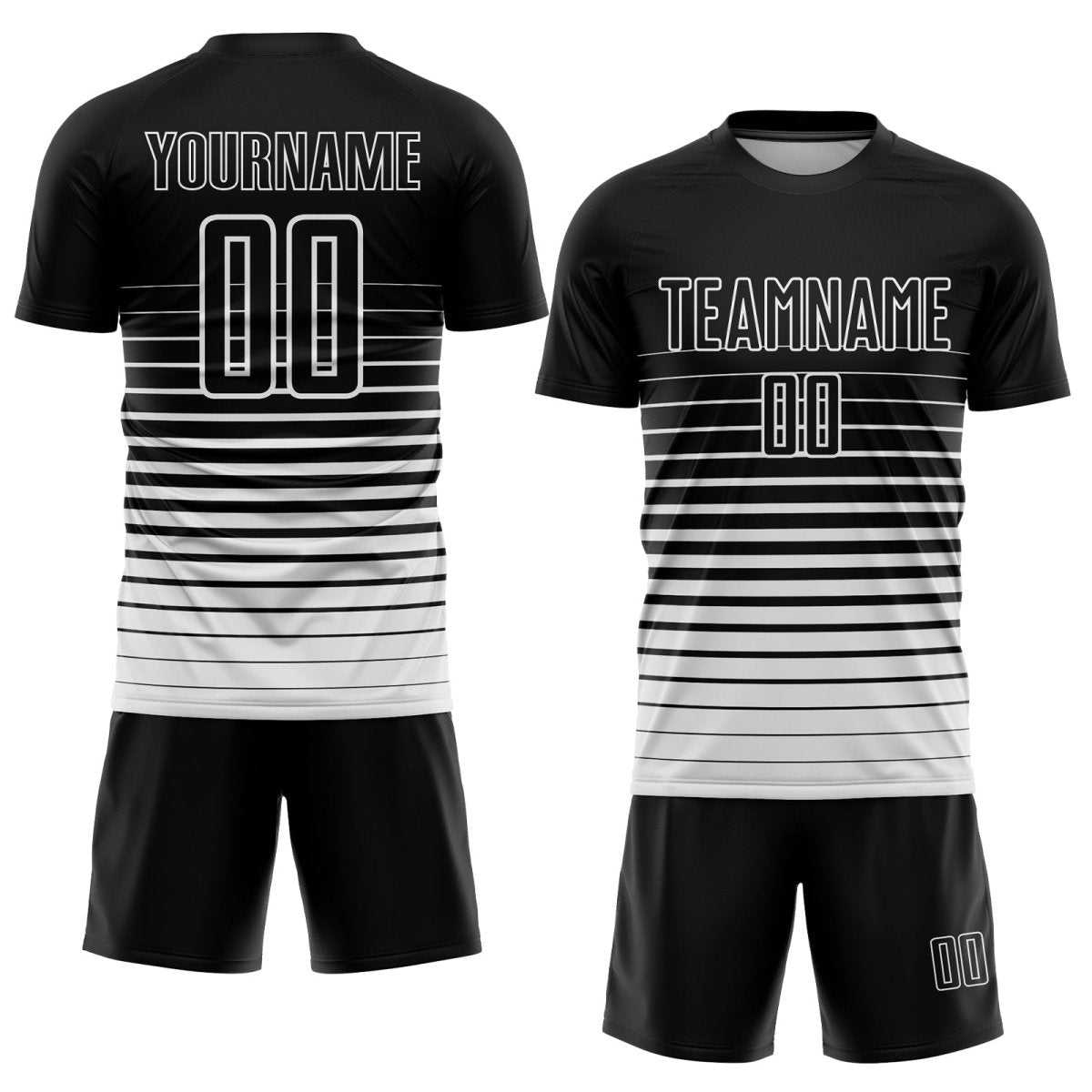 Benutzerdefiniertes Schwarz - Weiß - Pinstripe - Fade - Fashion - Sublimation - Fußballtrikot P282 - Climcat