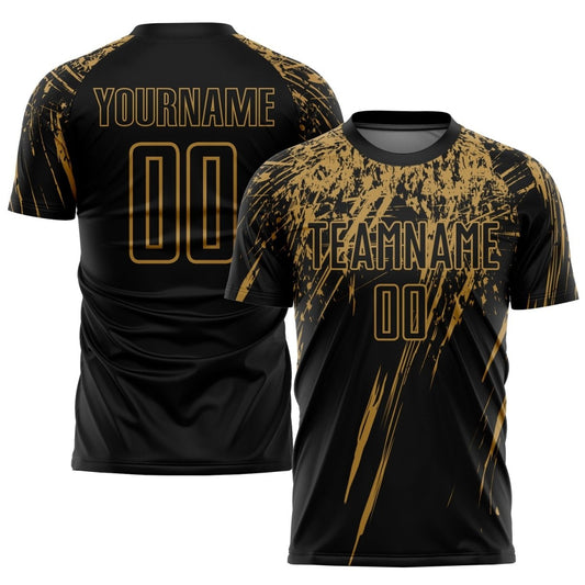 Benutzerdefiniertes schwarzes und altes Gold Sublimations - Fußballtrikot Z633 - Climcat