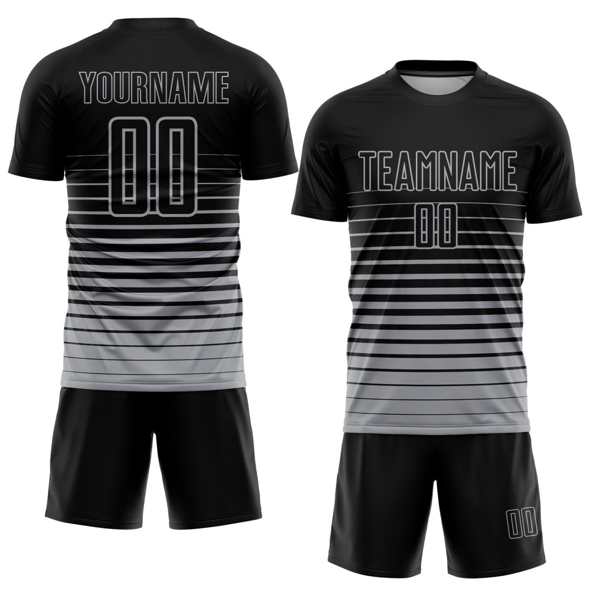 Benutzerdefiniertes schwarzes und graues Nadelstreifen - Fade Fashion Sublimation Fußballtrikot B275 - Climcat