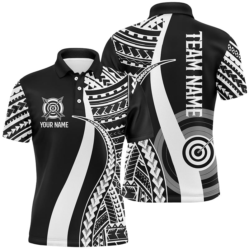 Bogenschieß Poloshirts Unisex - Individuell Schwarz - Weiß Tribal - Muster Team & Wettkampf T0647 - Climcat
