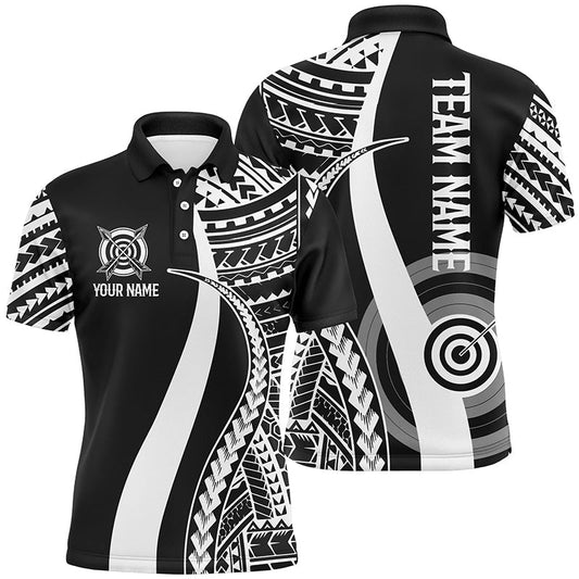 Bogenschieß Poloshirts Unisex - Individuell Schwarz - Weiß Tribal - Muster Team & Wettkampf T0647 - Climcat