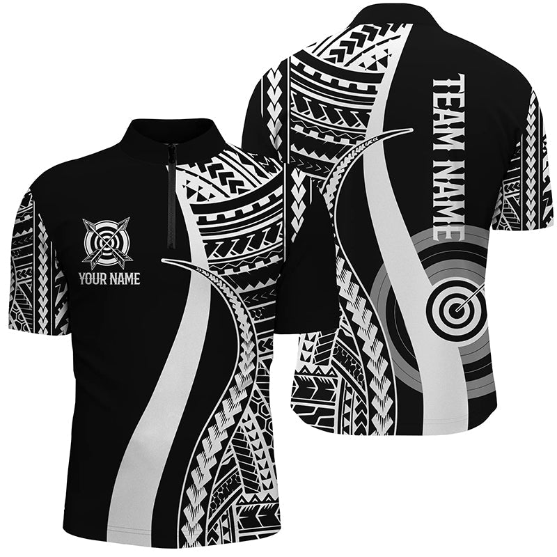 Bogenschieß Poloshirts Unisex - Individuell Schwarz - Weiß Tribal - Muster Team & Wettkampf T0647 - Climcat