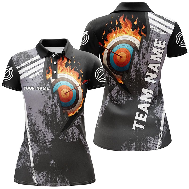 Bogenschießen Poloshirt Personalisiert - Flammen - Zielscheibe Design - Herren & Damen Team Trikot V0983 - Climcat
