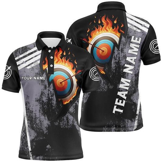 Bogenschießen Poloshirt Personalisiert - Flammen - Zielscheibe Design - Herren & Damen Team Trikot V0983 - Climcat