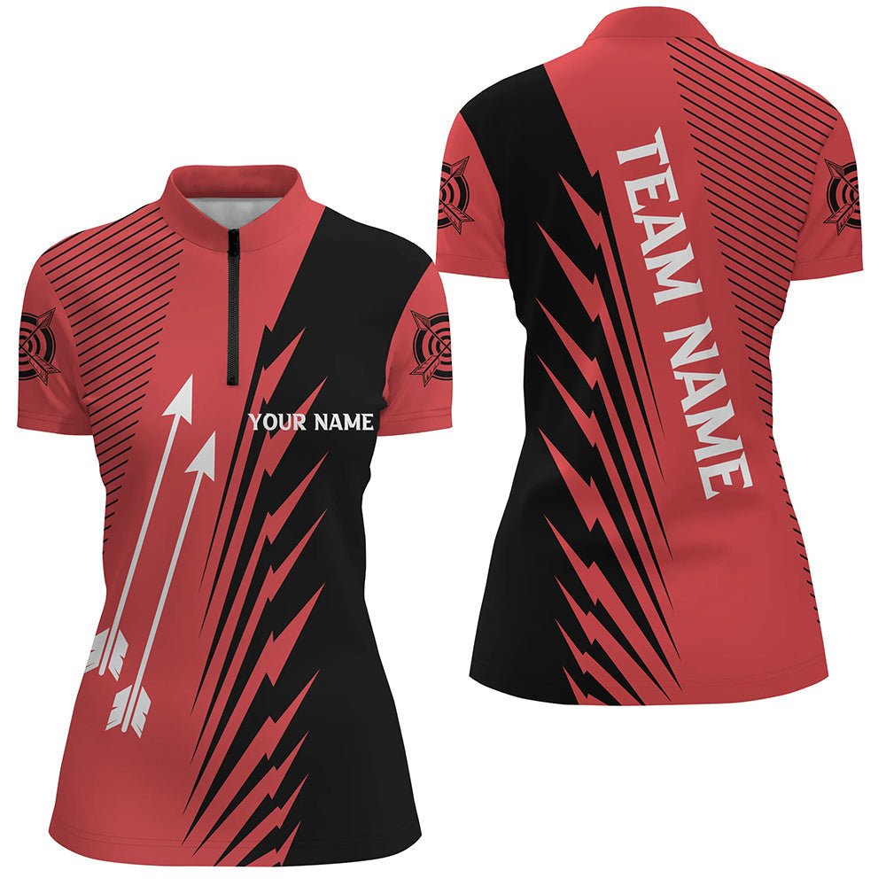 Bogenschießen Poloshirt Personalisiert mit Namen - Rot Schwarz Pfeile Design - Für Herren & Damen - T0606 - Climcat