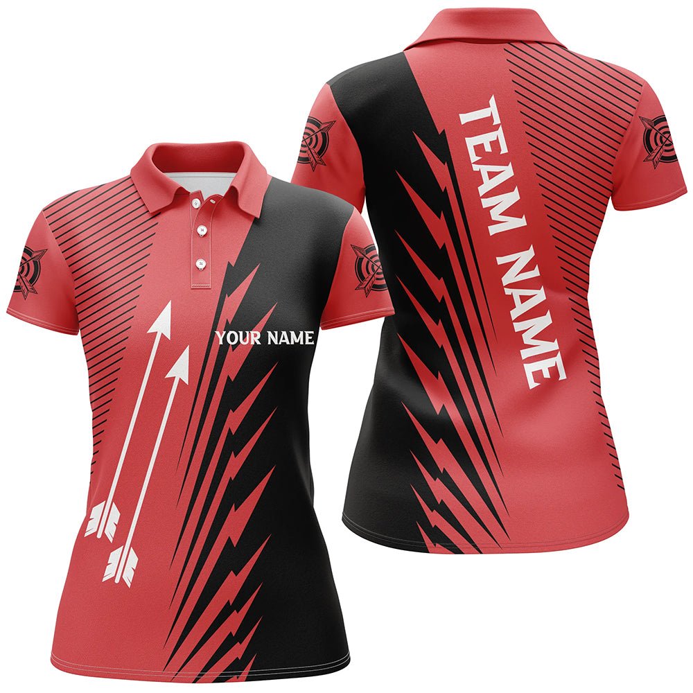 Bogenschießen Poloshirt Personalisiert mit Namen - Rot Schwarz Pfeile Design - Für Herren & Damen - T0606 - Climcat