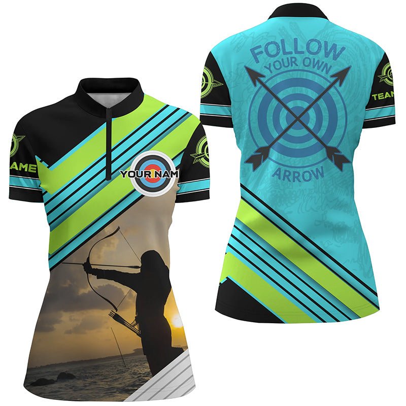 Bogenschießen Poloshirt Personalisiert mit Spruch 'Der Bogenschütze Folge deinem eigenen Pfeil' - Lustig - Herren & Damen T0556 - Climcat