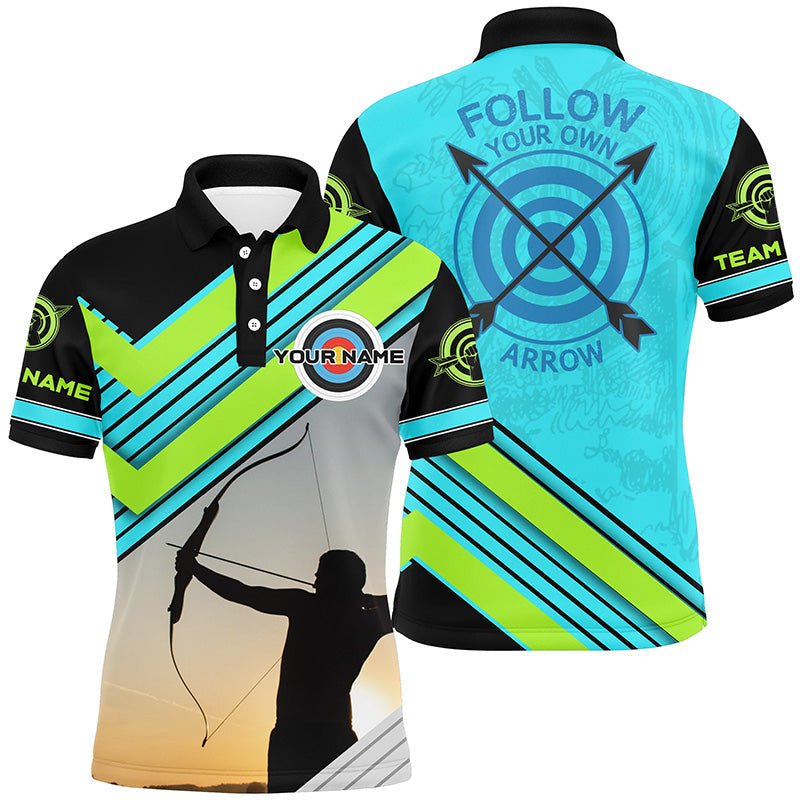 Bogenschießen Poloshirt Personalisiert mit Spruch 'Der Bogenschütze Folge deinem eigenen Pfeil' - Lustig - Herren & Damen T0556 - Climcat