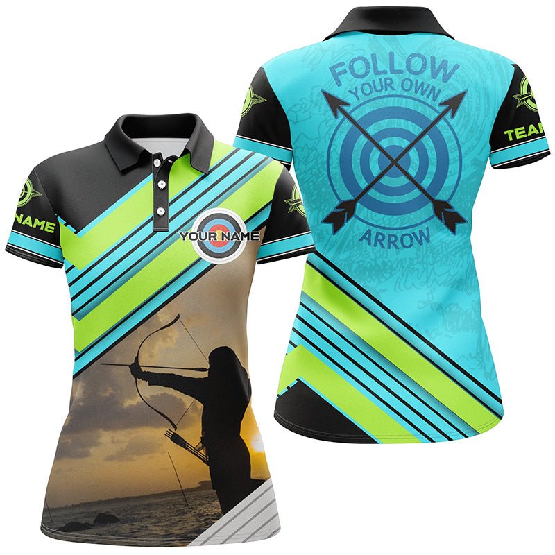 Bogenschießen Poloshirt Personalisiert mit Spruch 'Der Bogenschütze Folge deinem eigenen Pfeil' - Lustig - Herren & Damen T0556 - Climcat