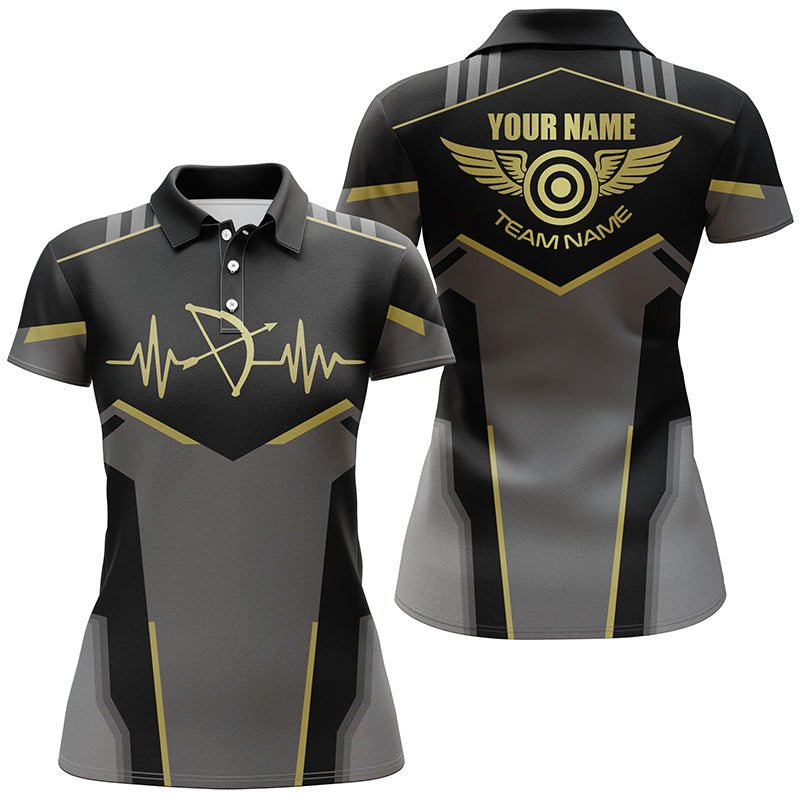 Bogenschießen Poloshirt Personalisiert mit Wunschname | Lustiger Herzschlag | Unisex | Gelb T0616 - Climcat