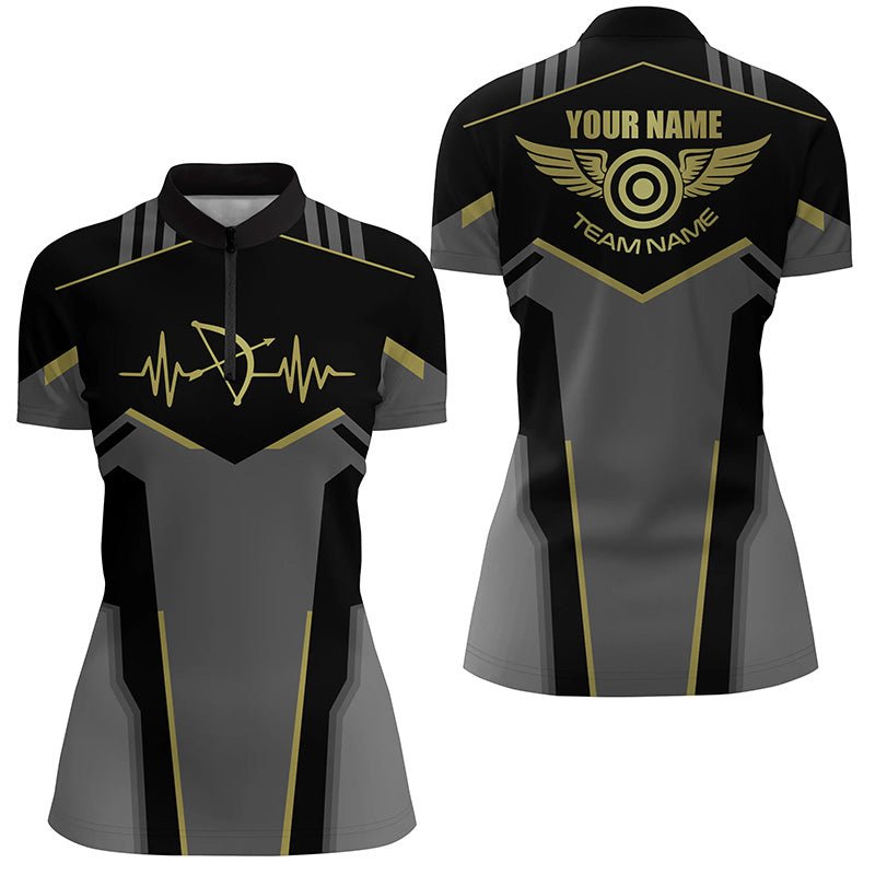 Bogenschießen Poloshirt Personalisiert mit Wunschname | Lustiger Herzschlag | Unisex | Gelb T0616 - Climcat
