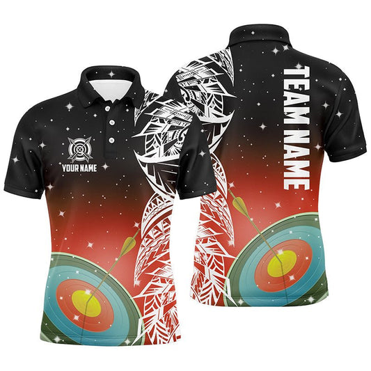 Bogenschießen Poloshirt / Trikot Unisex personalisiert - 3D Ziel & Rotes Galaxie Muster - Team / Liga T1084 - Climcat