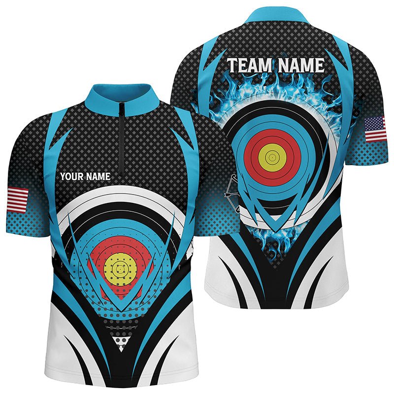 Bogenschießen Poloshirt Unisex - Individuell - Blaues Flammen - Zielscheiben - Motiv T0609 - Climcat