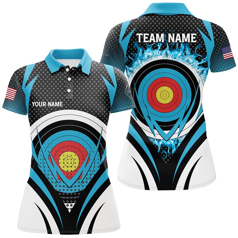 Bogenschießen Poloshirt Unisex - Individuell - Blaues Flammen - Zielscheiben - Motiv T0609 - Climcat
