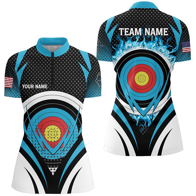 Bogenschießen Poloshirt Unisex - Individuell - Blaues Flammen - Zielscheiben - Motiv T0609 - Climcat