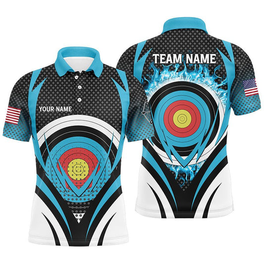 Bogenschießen Poloshirt Unisex - Individuell - Blaues Flammen - Zielscheiben - Motiv T0609 - Climcat