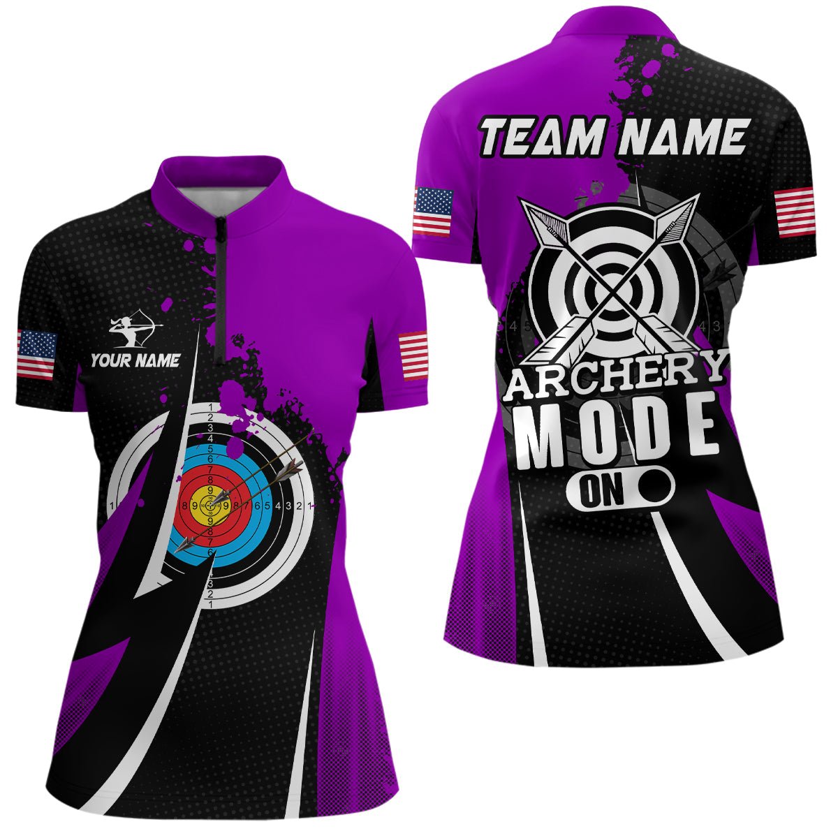 Bogenschießen Poloshirt Unisex Lila - Personalisiertes Teamshirt T0673 - Climcat