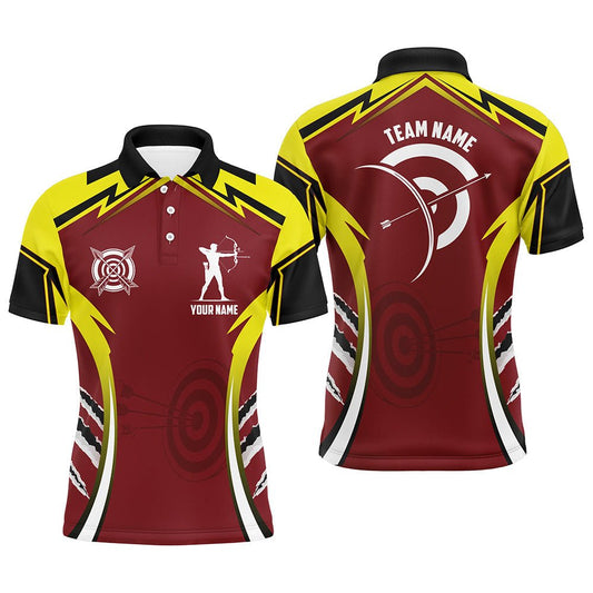 Bogenschießen Team Polo - Shirt für Herren & Damen - Personalisiert - Design Rot Gelb T1422 - Climcat