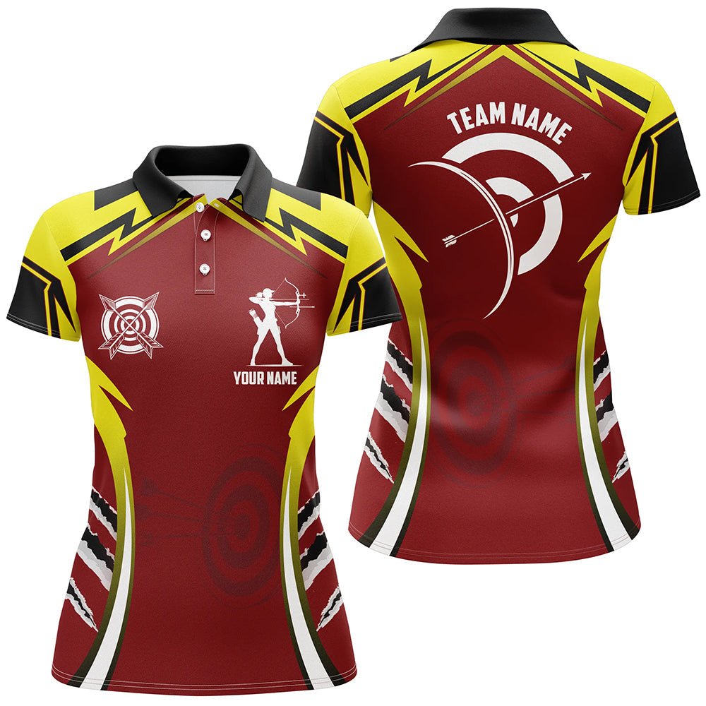 Bogenschießen Team Polo - Shirt für Herren & Damen - Personalisiert - Design Rot Gelb T1422 - Climcat