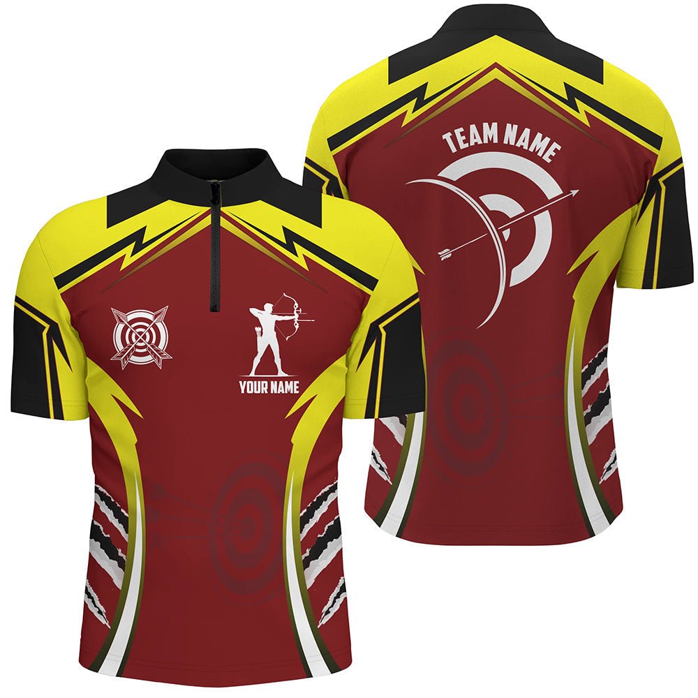 Bogenschießen Team Polo - Shirt für Herren & Damen - Personalisiert - Design Rot Gelb T1422 - Climcat