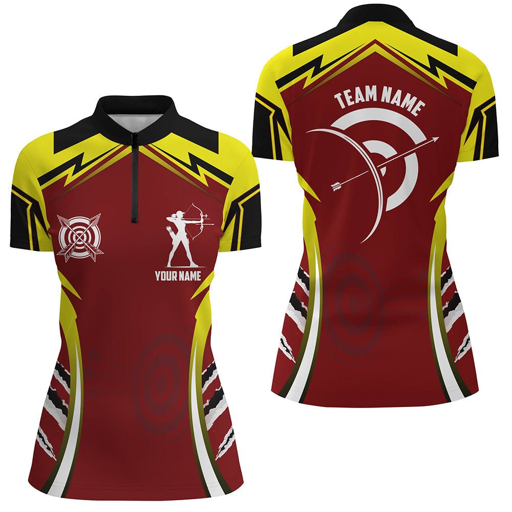 Bogenschießen Team Polo - Shirt für Herren & Damen - Personalisiert - Design Rot Gelb T1422 - Climcat