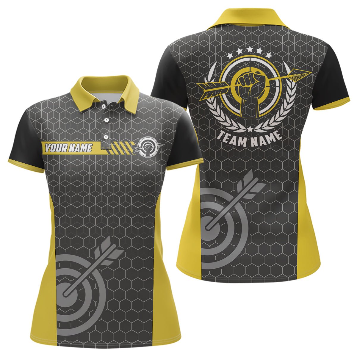 Bogenschießen Team - Poloshirt Unisex Gelb Schwarz Personalisierbar mit Teamname T0660 - Climcat