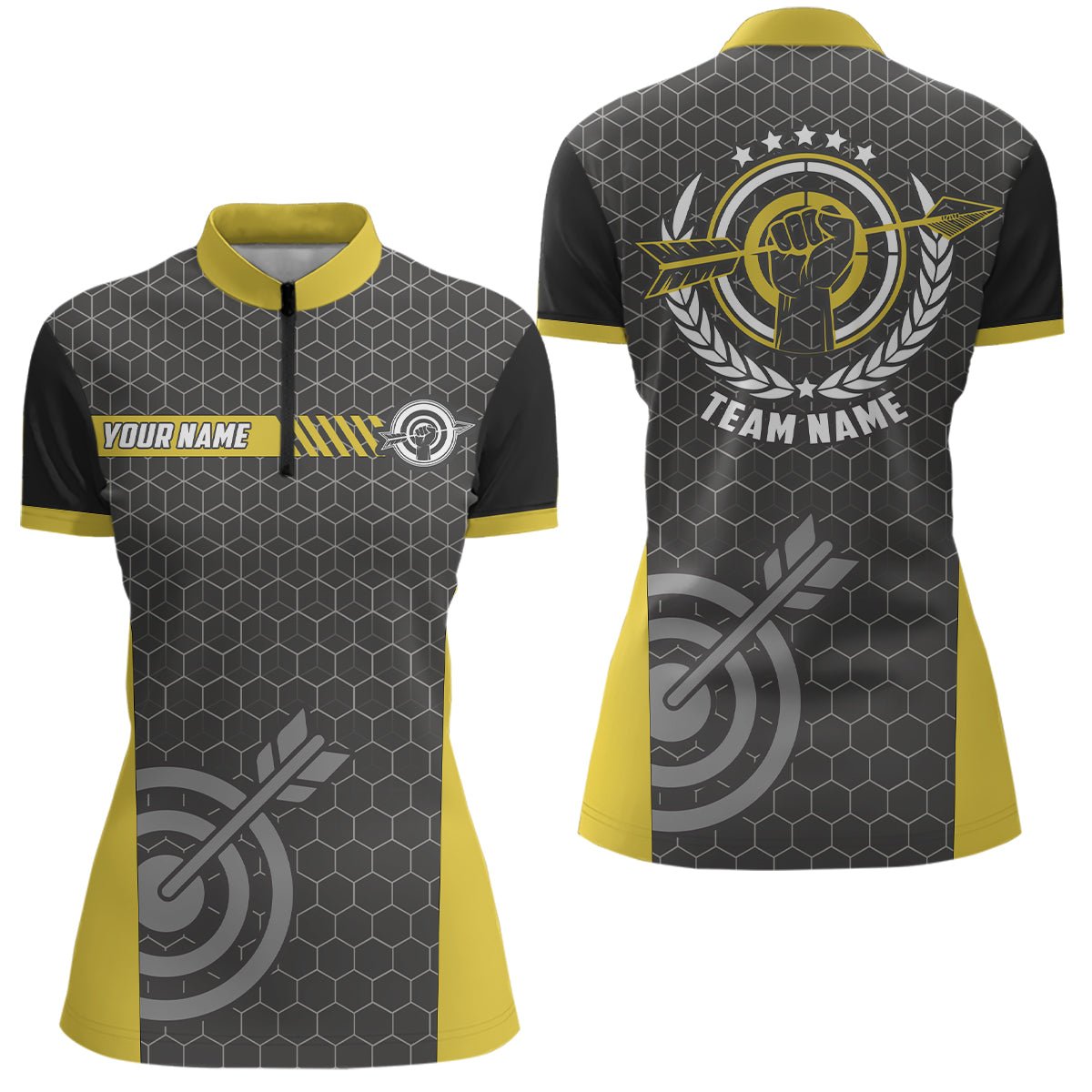 Bogenschießen Team - Poloshirt Unisex Gelb Schwarz Personalisierbar mit Teamname T0660 - Climcat