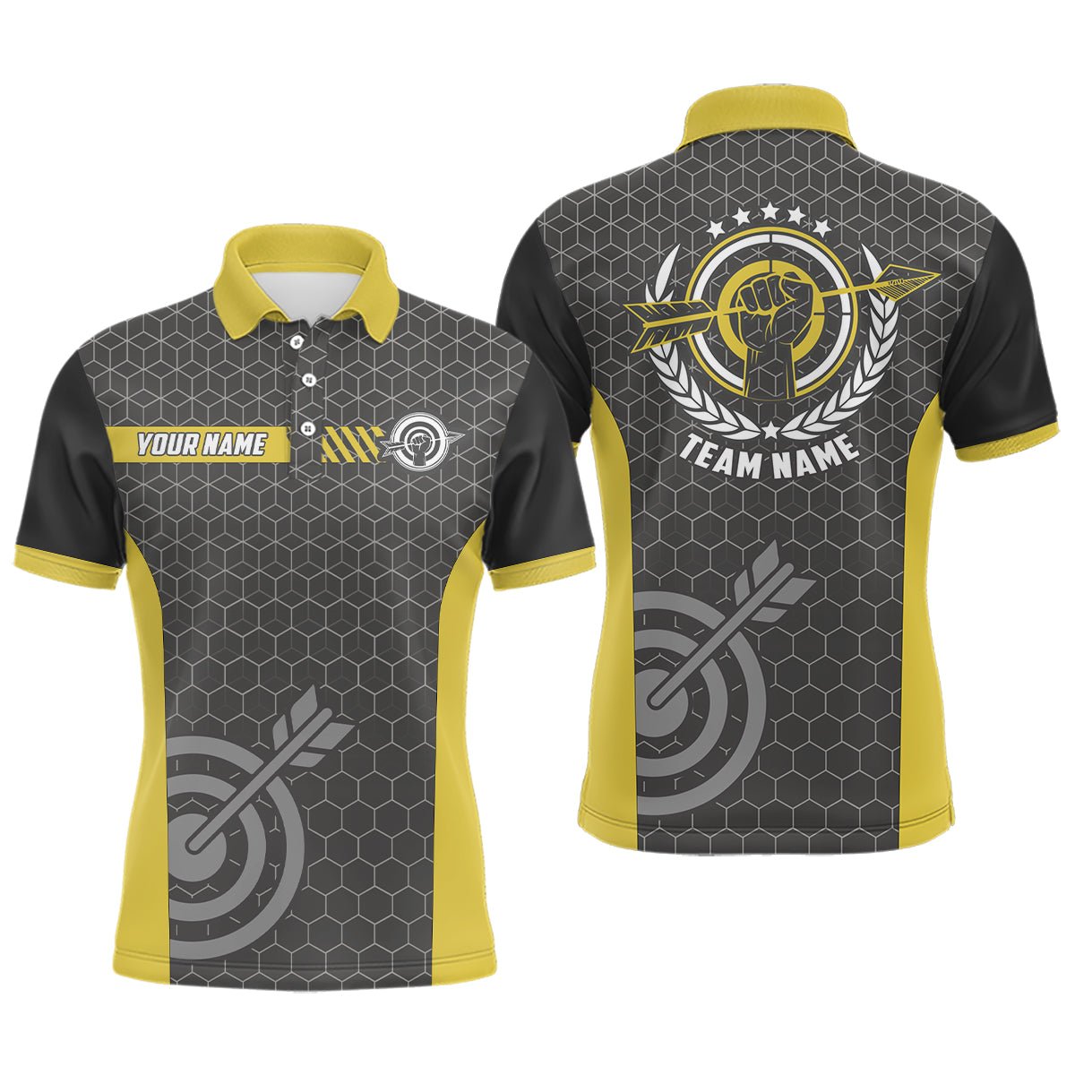 Bogenschießen Team - Poloshirt Unisex Gelb Schwarz Personalisierbar mit Teamname T0660 - Climcat