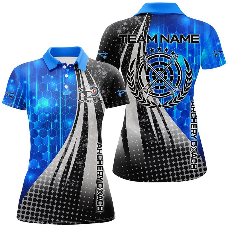 Bogenschießen Team & Trainer 3D Polo - Shirt Personalisiert Blau - Schwarz Unisex V0708 - Climcat
