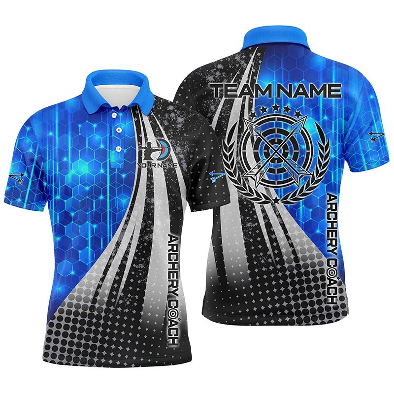 Bogenschießen Team & Trainer 3D Polo - Shirt Personalisiert Blau - Schwarz Unisex V0708 - Climcat