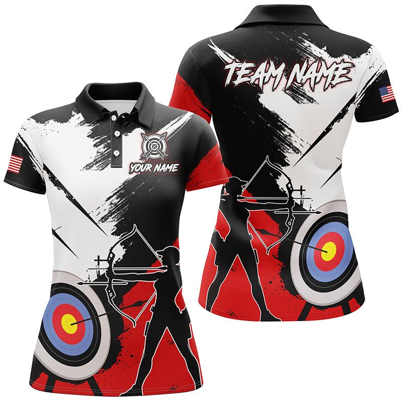 Bogenschießen Teamkleidung personalisiert | Poloshirt & Quarter - Zip Shirt für Herren & Damen | Rot T2054 - Climcat