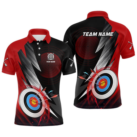 Bogenschützen Verein & Team Polo - Shirt | Personalisiert | 3D Ziel Rotes Motiv | Unisex T0982 - Climcat