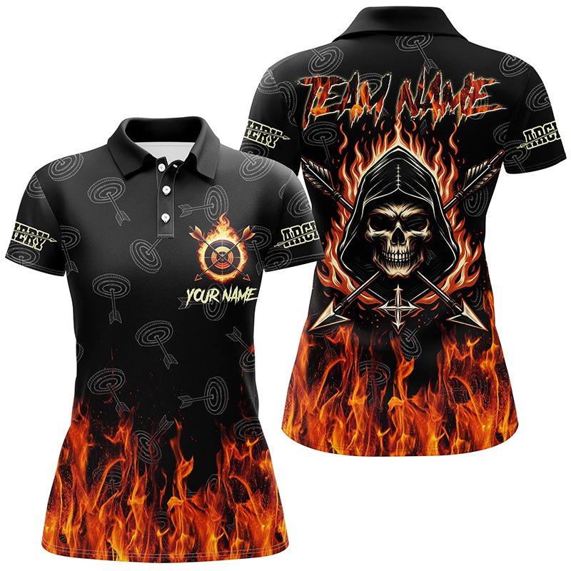 Bogensport Polo - Shirt mit Totenkopf Feuer Zielscheiben Design für Herren & Damen - Geschenk für Bogenschützen T1049 - Climcat