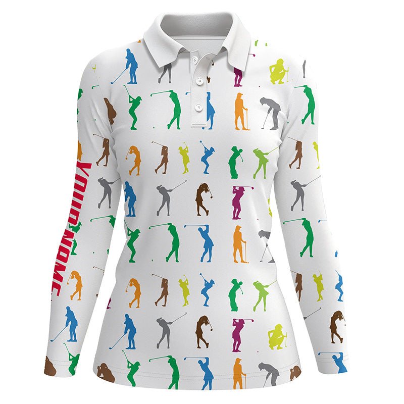 Bunte Golfer Damen Golf Polo Shirts Personalisiert mit Namen, Stilvolle Golfshirts für Frauen, Golfgeschenke L1328 - Climcat
