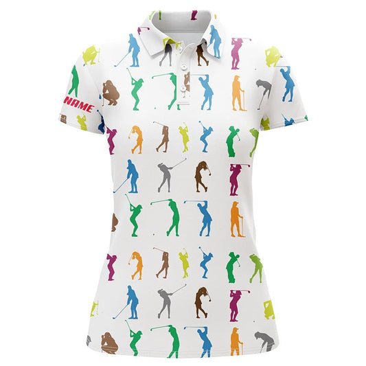 Bunte Golfer Damen Golf Polo Shirts Personalisiert mit Namen, Stilvolle Golfshirts für Frauen, Golfgeschenke L1328 - Climcat