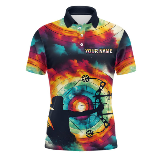 Buntes Batik Bogenschießen Poloshirt – Personalisiert mit individueller Silhouette für Herren & Damen V1003 - Climcat