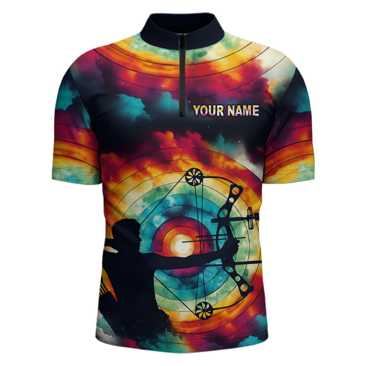 Buntes Batik Bogenschießen Poloshirt – Personalisiert mit individueller Silhouette für Herren & Damen V1003 - Climcat