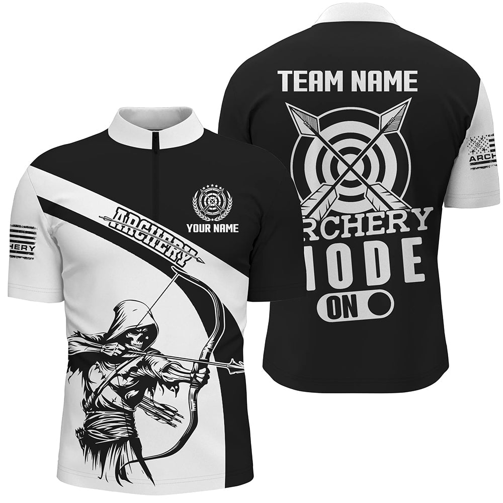 Individuell gestaltbares Poloshirt für Bogenschützen Herren & Damen - Personalisiert - Lustiges Motiv (Schwarzer Humor) - Schwarz Weiß - T1497 - Climcat