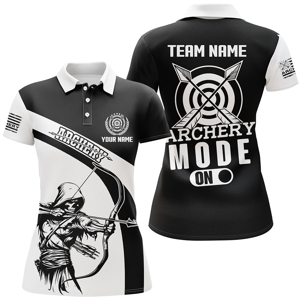 Individuell gestaltbares Poloshirt für Bogenschützen Herren & Damen - Personalisiert - Lustiges Motiv (Schwarzer Humor) - Schwarz Weiß - T1497 - Climcat