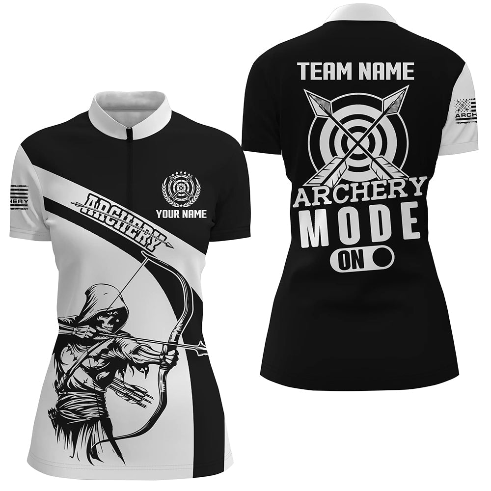 Individuell gestaltbares Poloshirt für Bogenschützen Herren & Damen - Personalisiert - Lustiges Motiv (Schwarzer Humor) - Schwarz Weiß - T1497 - Climcat