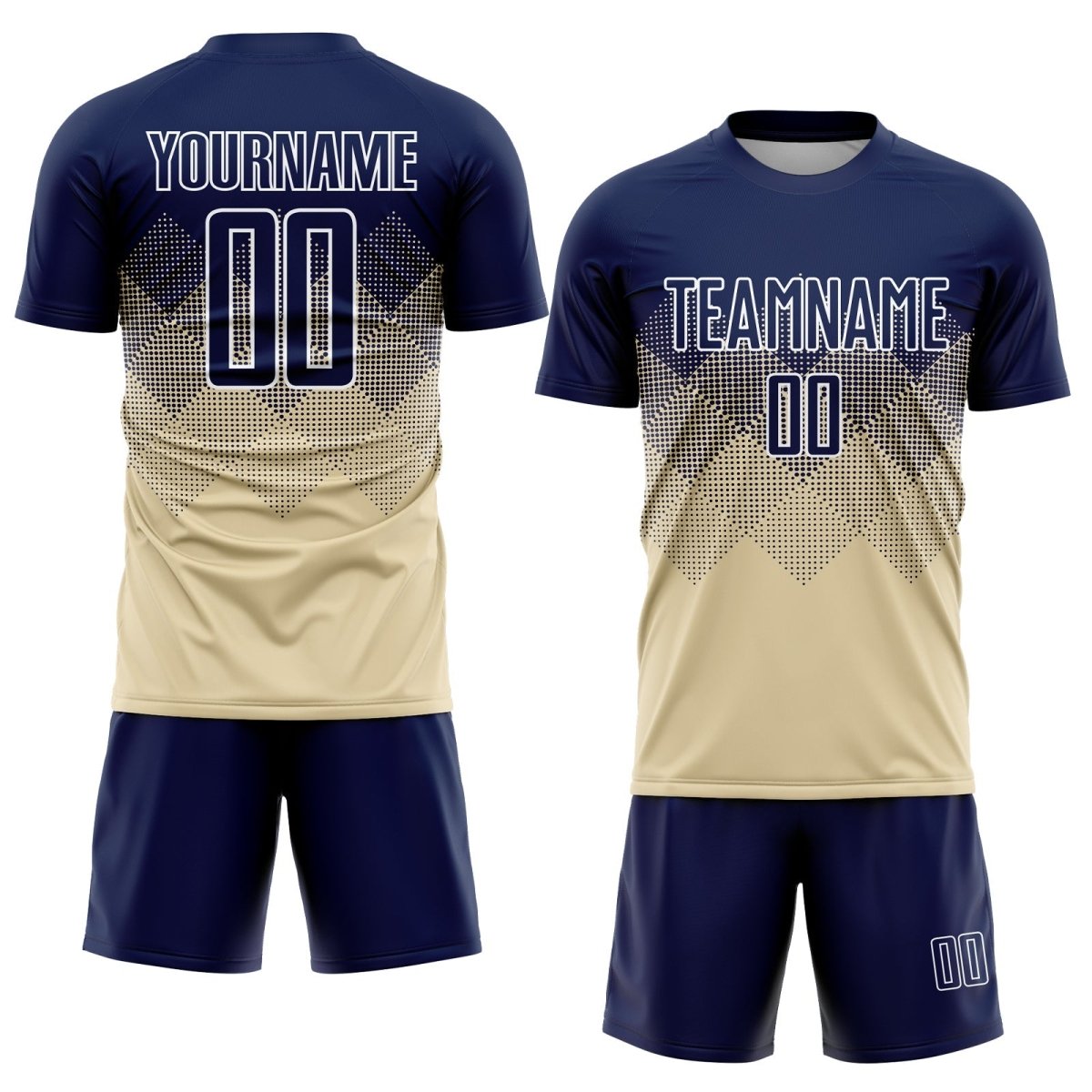 Individuelles Cream Navy - Weiße Sublimations Fußballtrikot W313 - Climcat